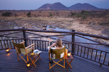 Soak in the views from your private deck at Ruaha River Lodge