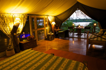 Relax in the beautiful safari tents at Rufiji River Camp