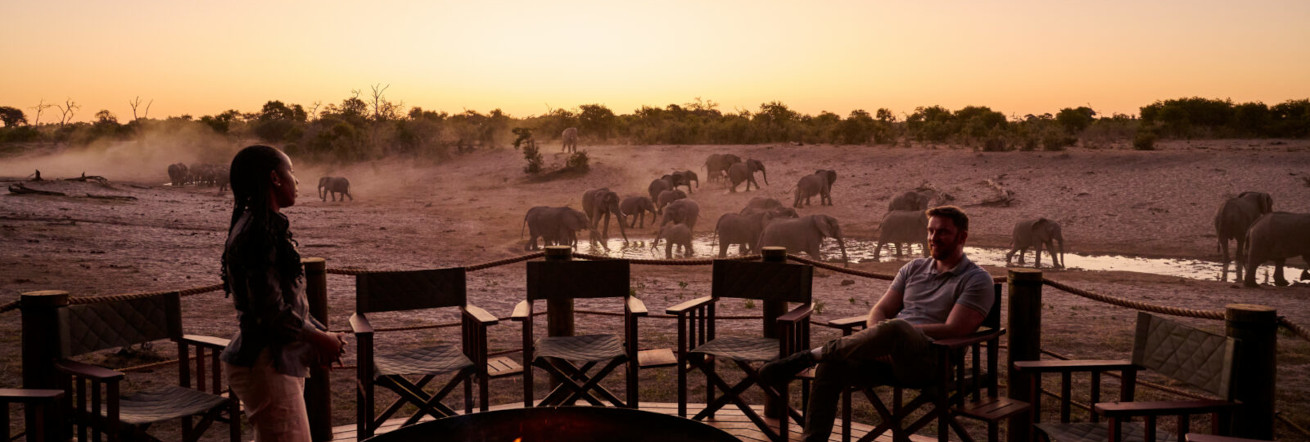 Sundowners on the deck at Savuti Safari Lodge