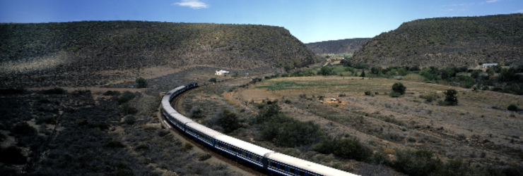 The Blue Train winding it's way through the Karoo