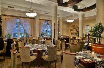 The beautiful dining room at the Commodore Hotel