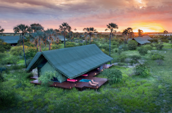  A bird's eye view of the Jack's Camp luxury tents