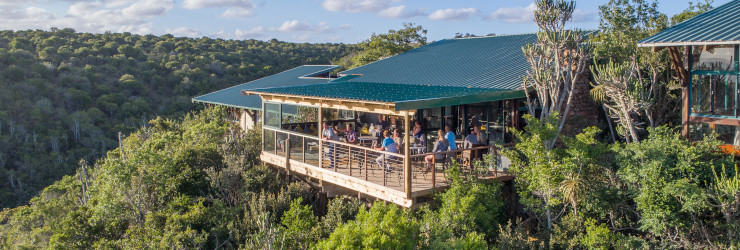 Enjoy your free time game viewing from the deck at Kariega Main Lodge