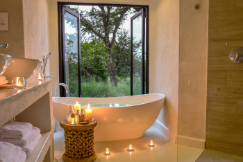 bath with a view of the bush