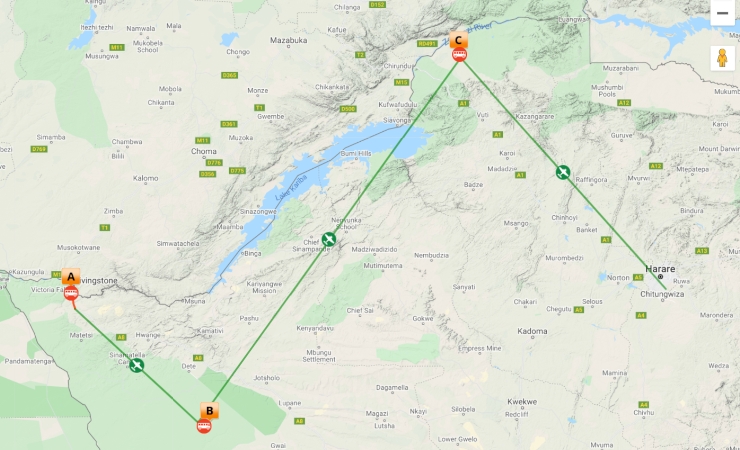 Map Overview - 10 Day Zimbabwe Safari & Victoria Falls