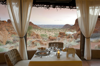 A view from the restaurant area at Mowani Mountain Camp