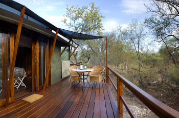 Each tent with its tent and view of the bush