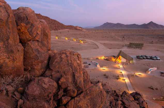 Desert Quiver Camp at dusk, Namibia