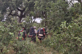Primitive walking safari through the Kruger National Park, guests carry their own equipment and sleep in the wilderness