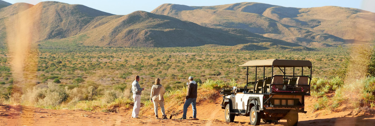 Game Drives at Tswalu The Motse Camp along the sandy roads in the Kalahari Desert