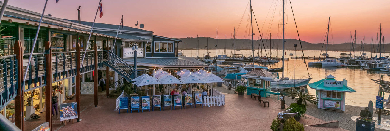 The Knysna Waterfront at sunset, The Waterfront Knysna Quays