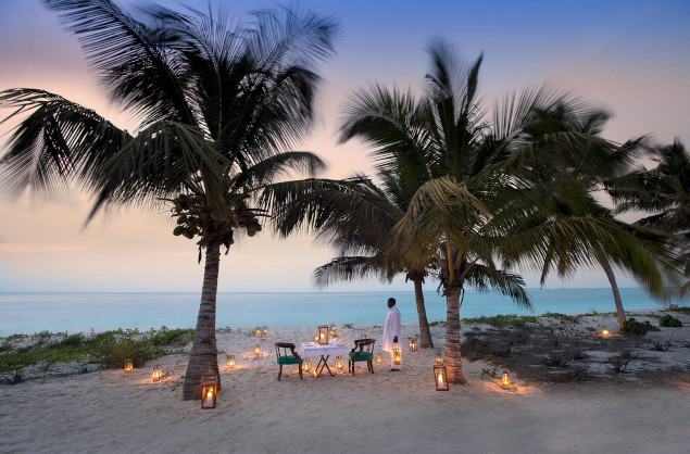Dinner on the Mozambique beach, andBeyond Benguerra Island Lodge