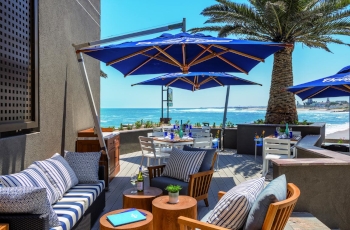 The Strand Hotel overlooks the cold Atlantic Ocean, Namibia