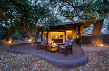  View of the luxury chalets at Tena Tena Camp, South Luangwa National Park