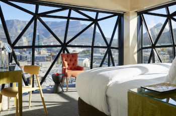 Bedrooms with a gorgeous view at the Silo Hotel