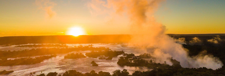 Golden hour over the Victoria Falls