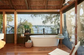 Bathroom interior in a tented suite