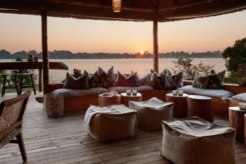 Victoria Falls River Lodge Bar Area overlooking the Zambezi River