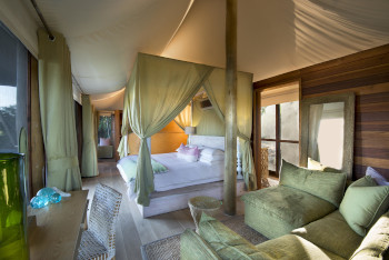 Inside of the luxury tents at Xaranna