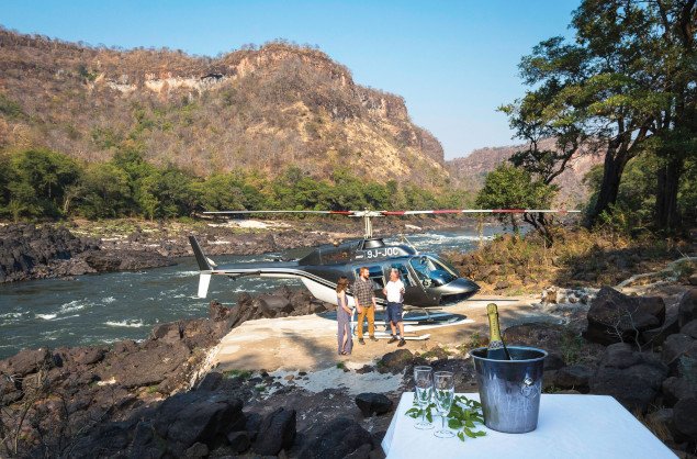 Private dining in the Batoka Gorge, Royal Livingstone Hotel