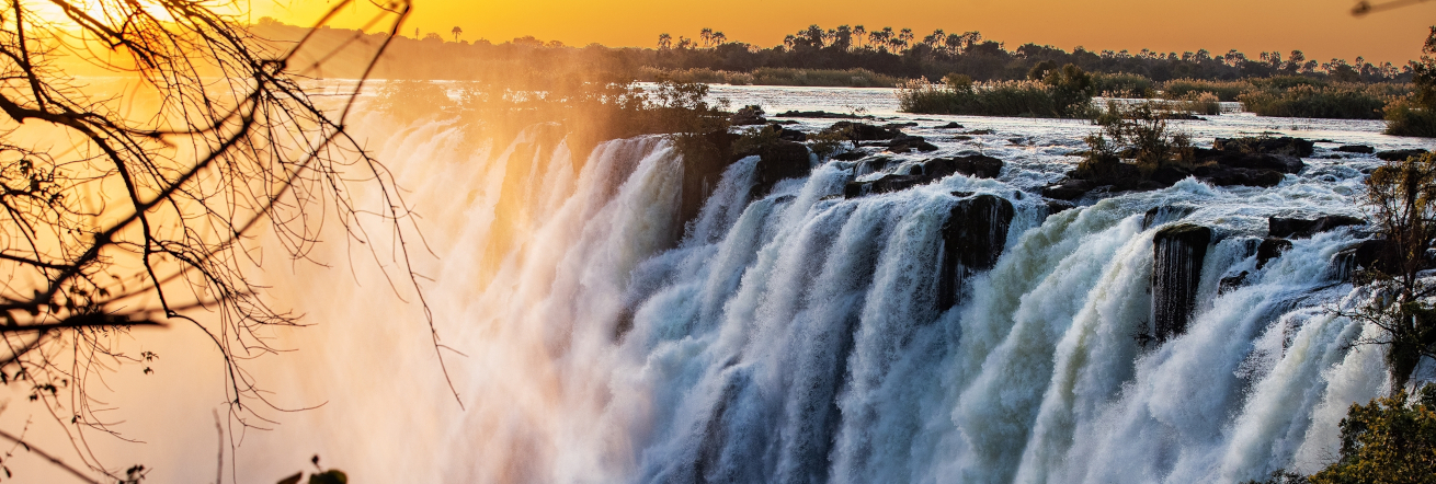 Victoria Falls at sunset