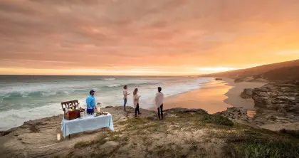 Sunset overlooking the beach at De Hoop Nature Reserve