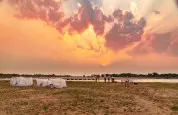 Bush dining as the sun sets over the Luangwa River