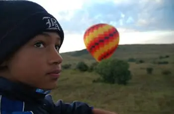 A young boy just before launch