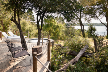 View of the Tented Suites at Victoria Falls River Lodge
