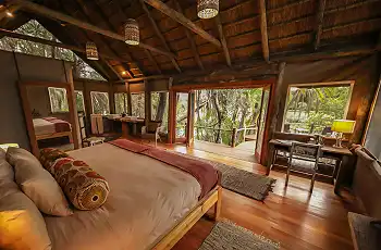 Beautiful rooms overlooking the Okavango Panhandle at Nxamaseri Island Lodge