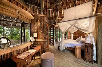 Bungalow interior, Mnemba Island Lodge, Zanzibar