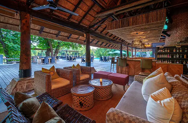 Relaxing lounge area at Mfuwe Lodge
