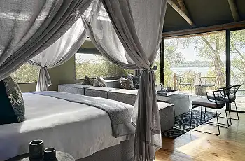 Luxurious safari tents at Victoria Falls River Lodge
