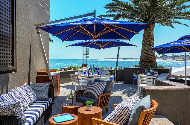 The Strand Hotel overlooks the cold Atlantic Ocean, Namibia