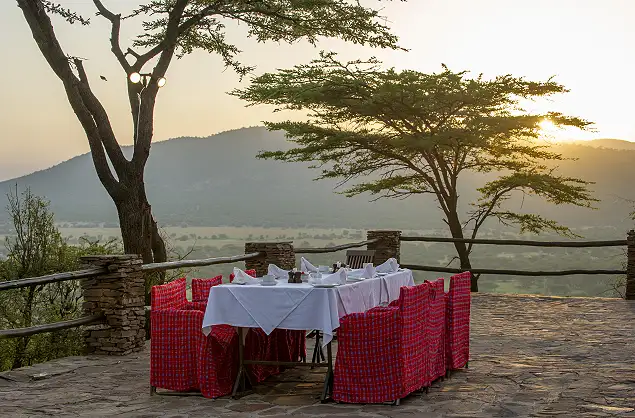 Breakfast table at Serengeti Serena, Tanzania