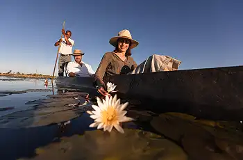 Gliding in a mokoro is one of the activities at Little Vumbura, Botswana