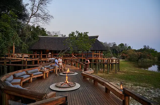 The main deck and boma at Camp Okavango