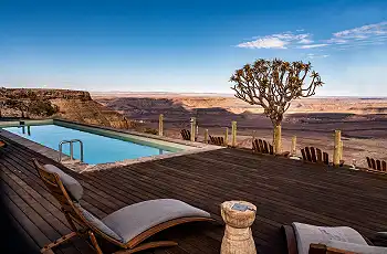 View of the Fish River Canyon from the pool at Fish River Lodge