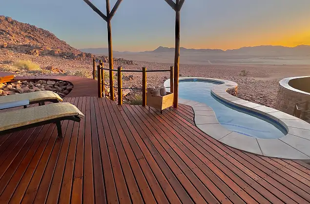 View of the desert from the pool at Namib Outpost