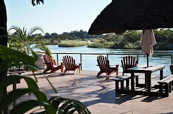 Overlooking the Kavango River from the deck at Shametu