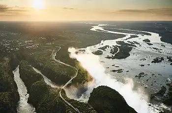 Aerial view of Victoria Falls Bridge