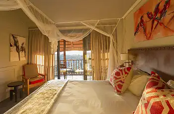 The warmth of the African bush is brought into each room, Victoria Falls Safari Lodge