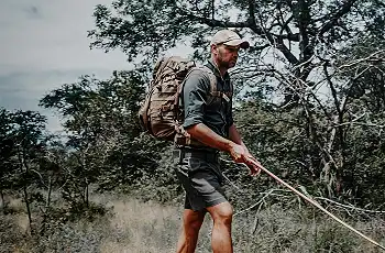 Your guide showing some animal tracks - Credit to Alex Shapiro, Lowveld Trails