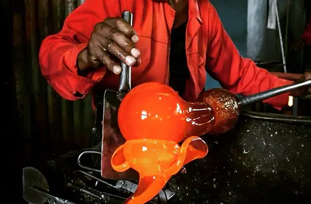 Glass blowing at Ngwenya Glass Village