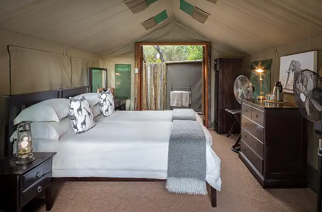Cosy tent interior, Mashatu Tent Camp