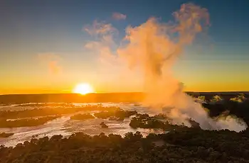 Golden hour over the Victoria Falls