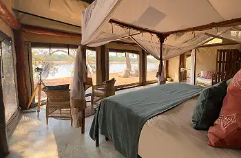 A look inside the luxury tents at Luambe Camp