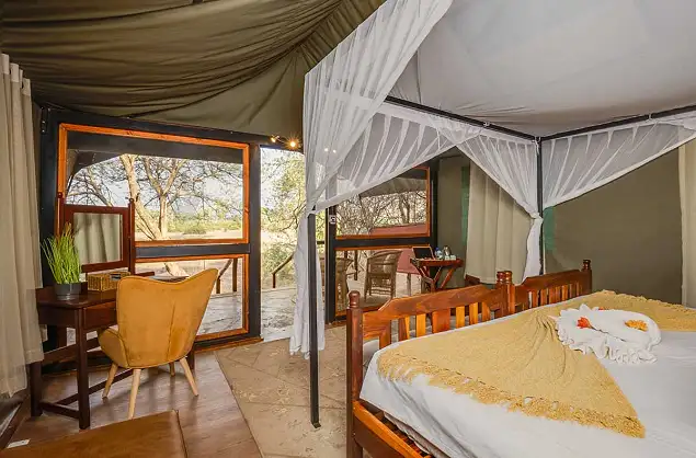 Tent interiors at Elephant Valley Lodge