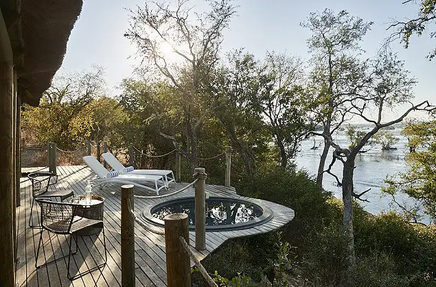 View from your private plunge pool at Victoria Falls River Lodge
