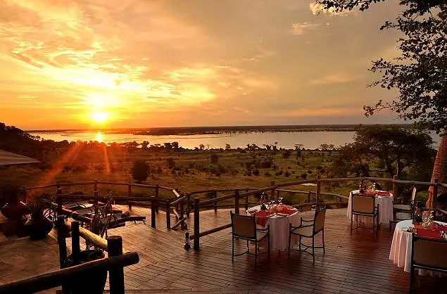 The main area at Ngoma Safari Lodge overlooks the Chobe River